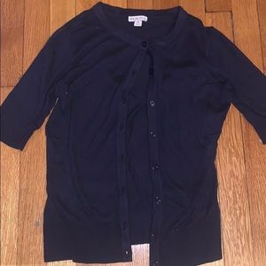 Navy blue button up cardigan. 3/4 sleeves